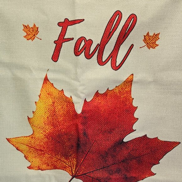 NEW FALL HARVEST FLORAL "FALL SWEET FALL" LEAF POLYESTER LINEN PILLOW COVER 18" - Picture 4 of 6